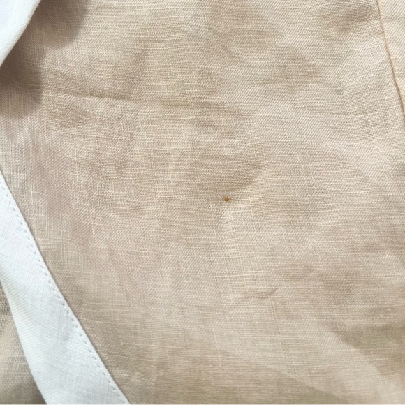 Anthropologie Azulu Vitoria Camel Linen Contrast Colorblock Wrap Dress Sz XS - Picture 7 of 12